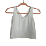 Calia White Ribbed with Built-In Shelf Bra Crop Tank- Size L (see notes)