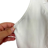 Calia White Ribbed with Built-In Shelf Bra Crop Tank- Size L (see notes)