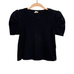Hayden Girls Black Ribbed Puff Sleeve Top - Size M Girls (see notes)