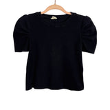 Hayden Girls Black Ribbed Puff Sleeve Top - Size M Girls (see notes)