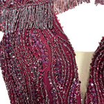 Rachel Allen Burgundy Beaded Gown - Size ~4 (Sold out online, See Notes)