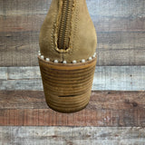 Steve Madden Tan Aquarius Leather Pearl Studded Booties- Size 8.5 (see notes)