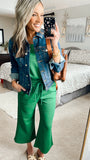 No Brand (Shewin) Green Wide Leg Pant Set- Size S (sold as set)