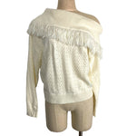 Tularosa Cream Fringe Wide Neck/Off the Shoulder Sweater- Size M (sold out online)