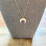 No Brand Gold with Ivory CZ Crescent Pendant Necklace