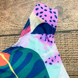 Palms Away Multi-Color Tropical Print One Shoulder Padded One Piece- Size L (sold out online, see notes)