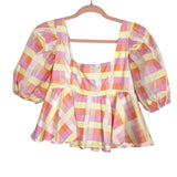 Buddy Love Pastel Checkered Puff Sleeve Top NWT- Size XS (sold out online)