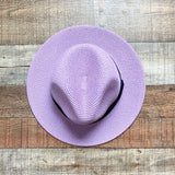 No Brand Purple Paper Straw with Black Band Adjustable Fedora Hat