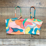 Shein Orange/Peach/Aqua/Yellow Pattern Padded Bikini Top- Size M (we have matching sarong and bikini bottoms)