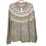 Loft Marled Fair Isle with Gold Glitter Thread Sweater NWT- Size L (sold out online)