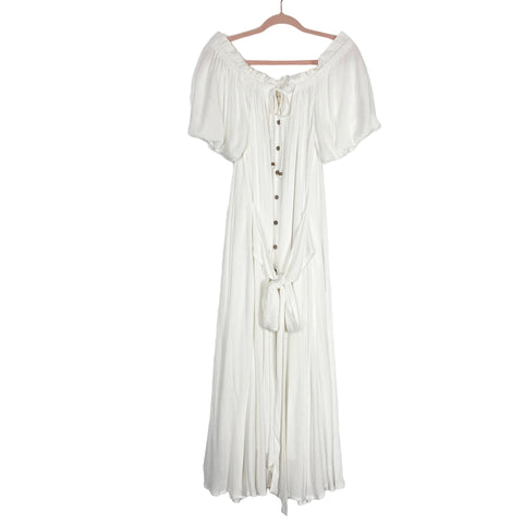 Coven & Co. White Lined Button Up Dress NWT- Size XS