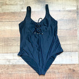 Mossimo Black Lace Up Padded One Piece- Size XL
