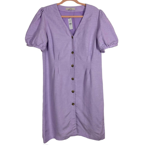 Loft Light Lilac Linen Button Front Dress NWT- Size 12 The Saved Collection Loft Light Lilac Linen Button Front Dress NWT- Size 12 The Saved Collection