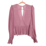 Free People Pink V-Neck Open Back Top- Size M