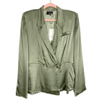 Vici Exclusive x FATE Green Satin Shoulder Padded Button Front Blazer NWT- Size XL