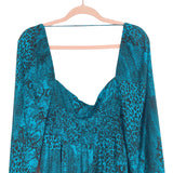 AFRM Green Animal Print Front Slit Dress- Size S