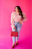 Eloquii Pink Velvet Heart Tie Back Blouse- Size 14 (sold out online)