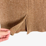 GILLI Camel Ribbed Back Slit Sweater Skirt- Size L