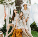 Show Me Your Mumu Tan/White Striped Dress- Size S