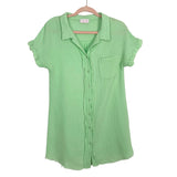 Pink Lily Mint Gauze No Worries Button Up with Frayed Hems Mini Dress- Size S (see notes)