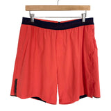 Rhone MEN'S Bright Coral with Navy Mesh Waistband Athletic Shorts- Size L