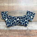 No Brand Black/Neon Yellow Leopard Print Off the Shoulder Padded Bikini Top- Size S (see notes, we have matching bottoms)