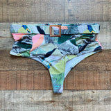 Shein Palm Leaf and Parrots Pattern Belted Bikini Bottoms NWOT- Size M (we have matching bikini top)