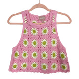 Show Me Your Mumu Pink Crochet Knit Top- Size S (sold out online, we have matching skirt)