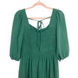 Pink Lily Green Back Tie Smocked Wide Leg Jumpsuit- Size L (sold out online)