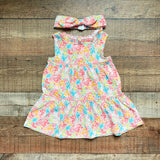 Mudpie Flower Pattern Ruffle Dress with Matching Bow Headband NWOT- Size 24M/2T (sold as a set)