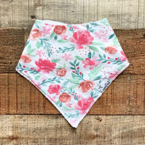 Copper Pearl Red/Brick Flowers Bandana Bib