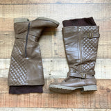 Shoe Dazzle Brown Quilted Back with Sweater Trim Finley Boots- Size 8 WC (see notes, sold out online)
