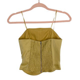 WAYF Gold Satin with Ruched Side and Smocked Back Strapless Corset Bustier Top- Size XS