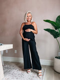 Pink Lily Black Crowd Pleaser Smocked Jumpsuit- Size S