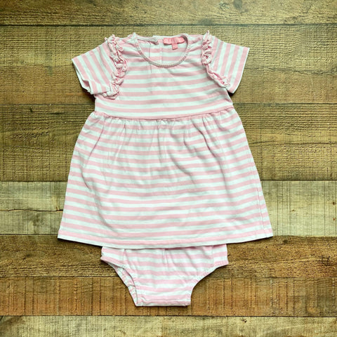 Bisby Pink and White Striped Dress with Bloomers- Size 18-24M (see notes)