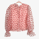 Eloquii Pink Velvet Heart Tie Back Blouse- Size 14 (sold out online)