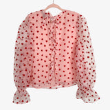 Eloquii Pink Velvet Heart Tie Back Blouse- Size 14 (sold out online)