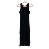 AURA Black Ribbed Side Slit Tank Dress- Size S