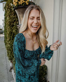 AFRM Green Animal Print Front Slit Dress- Size S