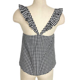 Madewell Black/White Gingham Ruffle Sleeve Top- Size 2