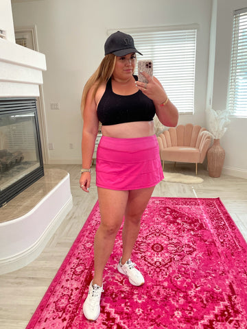 Lululemon Hot Pink Skirt with Biker Shorts- Size 14R