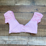 Pink Lily Pink Eyelet Cap Sleeve Padded Bikini Top- Size XL (we have matching bottoms)