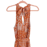 BTFBM Orange Printed Halter Neck Belted Dress- Size L