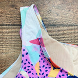 Palms Away Multi-Color Tropical Print One Shoulder Padded One Piece- Size L (sold out online, see notes)