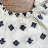 Zara Cream and Navy Printed Smocked Collar Dress- Size 18-24M (see notes)