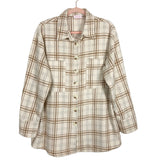 Pink Lily Beige Plaid Wool Blend Easily Yours Shacket- Size L (sold out online)