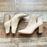 Pink Lily Taupe Side Slit Zipper Booties- Size 8.5 (sold out online, see notes)