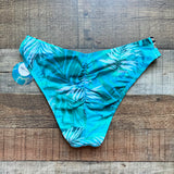 Decree Blue/Green Palm with Animal Print Detail Mid-Rise Cheeky Bikini Bottoms NWT- Size M (we have matching bikini top)