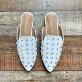 Musshoe White with Silver Studs Mules- Size 8 (Brand New Condition)