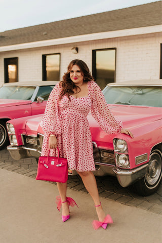 Eloquii Pink Velvet Heart Sheer Sleeve Dress- Size 14 (sold out online)